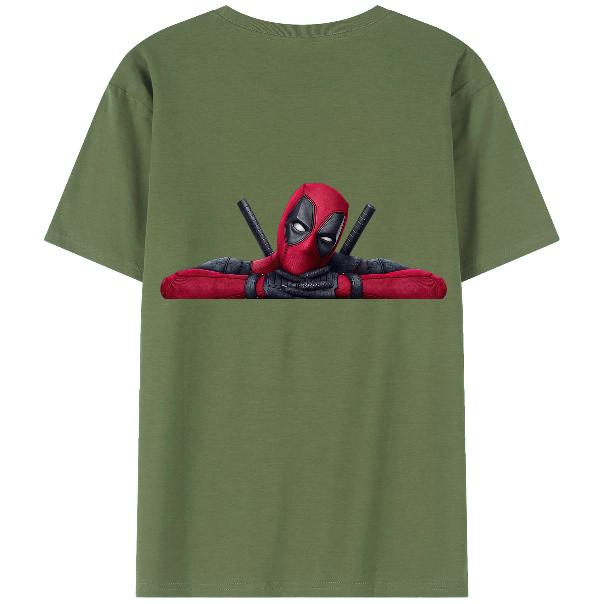 （画像用） Deadpool デッドプール 綿100％ メンズ半袖Tシャツ（バックプリント） 通気性